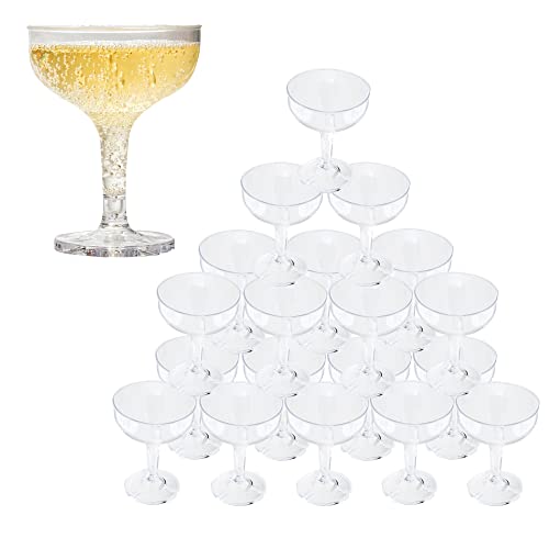 Upper Midland Products Acrylic Champagne Coupe 5 Oz Stem Glasses With Interlocking Groove Feature To Build Sturdy Tower, Weddings, Party, Bar, Martini, Margarita, Cocktail, Dessert Cups… (35 Count) #TOP6