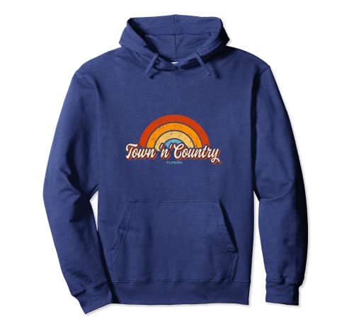 Town 'n' Country Florida FL Vintage Rainbow Retro 70s Pullover Hoodie