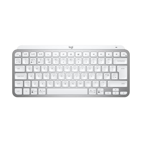 Logitech MX Keys Mini for Business tastiera wireless illuminata, Layout Inglese QWERTY - Grigio chiaro