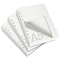 SWTYExt 3 Packungen A5 Nachfüllpapier Kariert, Nachfüllbar Notizpapier 180 Blätter 6 Löcher Papier Nachfüllbare Refill Ringbucheinlagen für Notizbuch Skizze Tagbuch Malerei