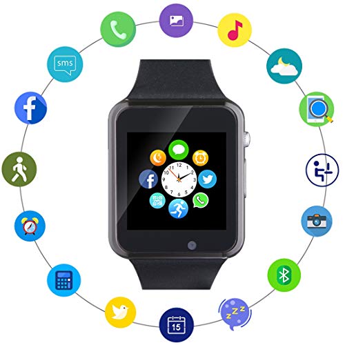 Smart Watch, Smartwatch Phone with SD Card Camera Pedometer Text Call Notification SIM Card Slot Music Player Compatible for Android Samsung Huawei and iPhone (Partial Functions) for Men Women Teens - Thumbnail 6