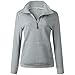 Women's Fashion Quilted Pattern Long Sleeve Casual Zipper Sweatshirt Solid Color Pullover Shirt Top.JNINTH Light Gray