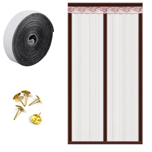 FePen Moustiquaire Porte Fenetre, 90 * 200cm Moustiquaire Fenetre Magnetique, Moustiquaire Porte Respirant Pour Les Portes En Bois Et En Métal