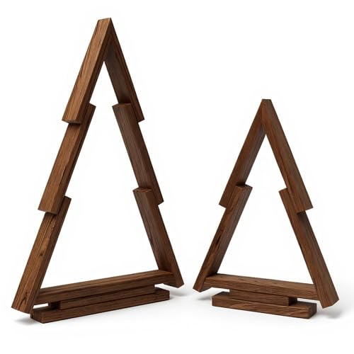 Floranica Tannenbaum 2er-Set aus Kiefernholz Holztannenbäume Braun...