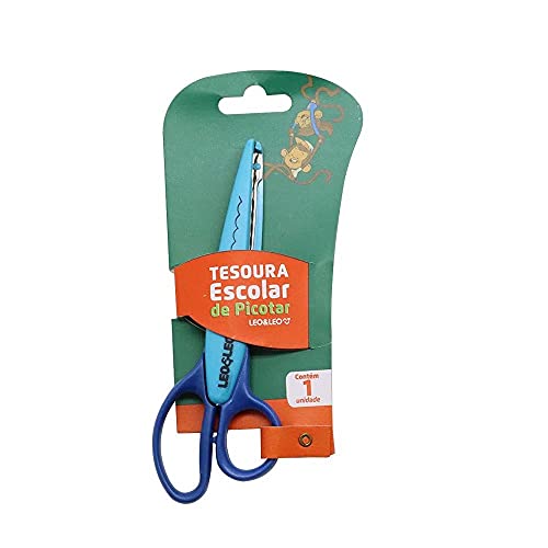 Tesoura Escolar de Picotar Revestida Em Plastico Leonora, Transparente