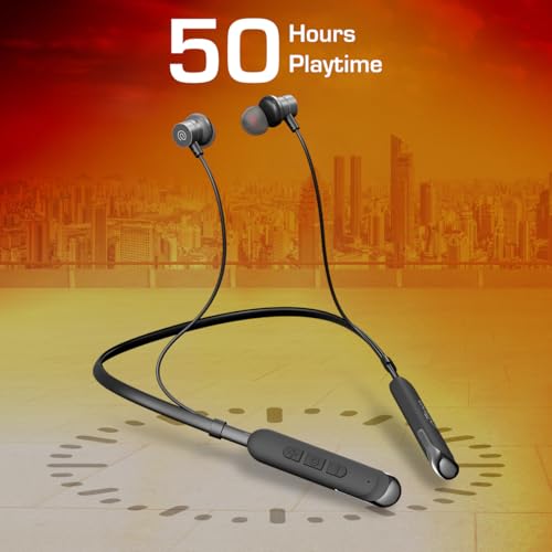 Image of pTron Tangentbeat V2 w / 50Hrs Playtime, Pristine Sound, Dual-Device Pairing, Bluetooth 5.4 Wireless In-Ear Earphones with Mic, Hall Switch Feature, Magnetic Earbuds, Type-C Fast Charging & IPX5(Black)