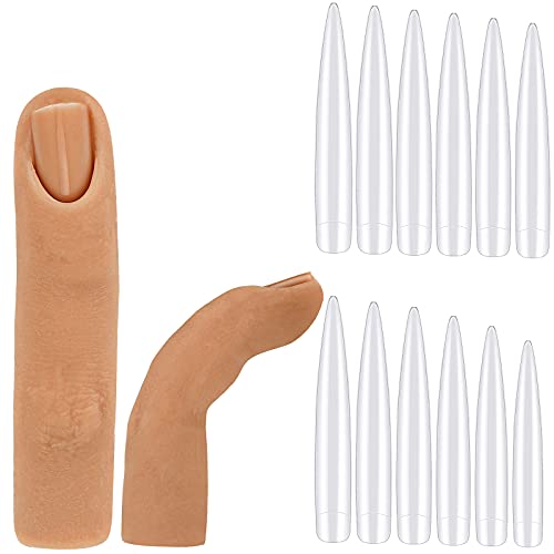 Silicone Practice Fingers Hand Silicone Nail Training Bendable Fake Training Fingers 120 Pieces Clear False Nails, Silicone Nail Training Finger For Acrylic Nails Manicure Art Finger Model #TOP26