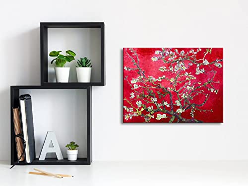 Wieco Art Red Almond Blossom Tree Vincent Van Gogh Paintings Reproduction Canvas Prints Wall Art For Home Decor And Wall Decor Classical Flowers Pictures Artwork #TOP6