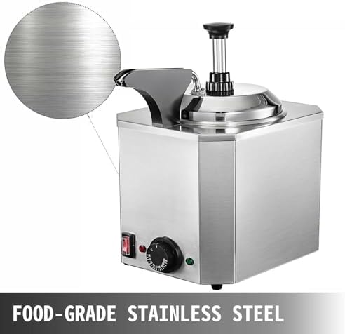 Commercial Stainless Steel Chocolate Sauce Pump Dispenser with Heat Control (30-110℃) for Fudge, Caramel, Butter, Cheese for Food Warmers