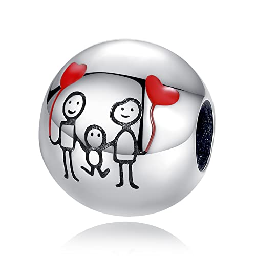 LaMenars Donna Nipote Sorella Figlia Mamma Figlia e Madre Familiari Charm per Bracciali Ciondoli in Argento 925 Perline per Collane Pendenti per Compleanno Festa della Mamma Regalo di Natale