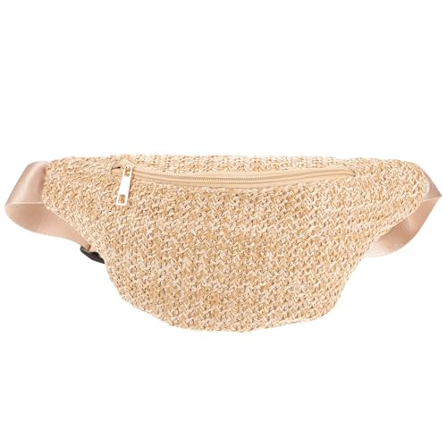Riñonera de rafia bandolera de verano bolso de paja marrón para senderismo