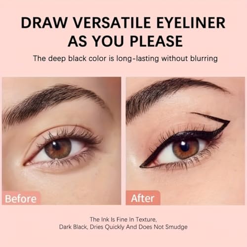 Image of Dual Tip Eyeliner Stamp Pen - Waterproof, Quick-Dry, Long-Lasting & Smudge-Proof for Beginners, Natural l Look with Black Eye Liner, Easy to Use for Everyday & Special Occasions