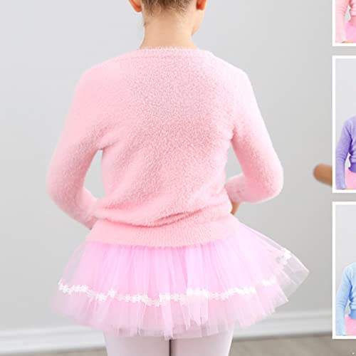 Doomiva Girl's Dance Top Wrap Shrug Sweater For Ballet Long Sleeve Drawstring Cover Up Top Warm Pullover Pink 2-3 Years #TOP4