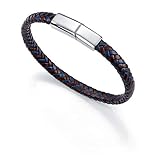  PULSERA ACERO,PIEL AZUL Y MARRON SR