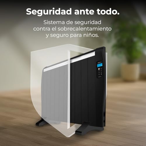 Cecotec Radiateur Émetteur Thermique 10 Éléments avec Télécommande ReadyWarm 2100 Thermal Black. 1500W, Écran LCD, Minuterie Programmable, Sélection de Température, Sécurité Maximale, Couverture 20m²
