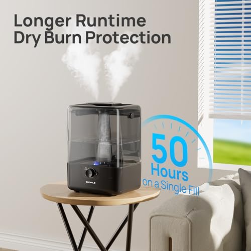 CHIVALZ Humidifiers for Bedroom Large Room, 6L Cool Mist Top Fill Humidifier with Essential Oil Diffuser, 26dB Quiet Ultrasonic Humidifier for Baby Nursery Plants, 50H Runtime Night Light Black by CHIVALZ - Used condition - Image 5