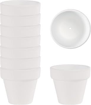 Fcacti 9 Pcs Small Mini White Clay Pots 2.1 Terracotta Pot Clay Ceramic Pottery Planter Cactus Flower Pots Succulent Nursery Pots- Great for Window Boxes, Cactus, Plants, Crafts, Wedding Favors