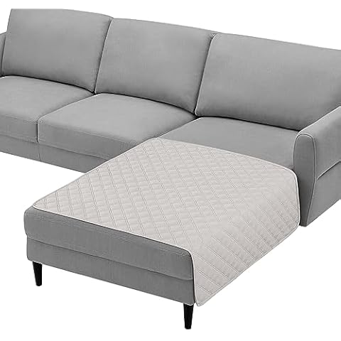 TAOCOCO 100% Waterproof Chaise Couch Cover Reversible Sofa Seat Cover Pet Chaise Cover for L Sectional Couch U Shape Ottomans Couch Furniture Protector Sofa Slipcover, Washable(Off White, Chaise) Cover