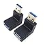 2pcs USB 3.0 up down Male to Female Extension Adapter Combo Upward and Downward 90 degree Right Angle USB 3.0 Super-speed Connector Adapter(BLACK)