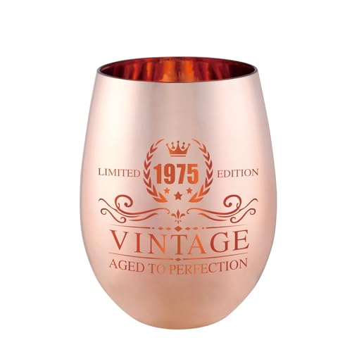 xilaxila Cadeau Femme 50 Ans - 50 Ans Anniversaire Femme - 50th Birthday Gifts for Women - Vintage 1975 Wine Glass - Funny Bday Present Ideas