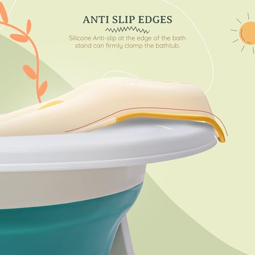 Image of Baybee Ziga Bath Seat for Babies | Portable Bather with Anti-Slip Edges & Suction Cup | Hanging Shower Tub for Newborns 0 to 12 Months (Yellow)