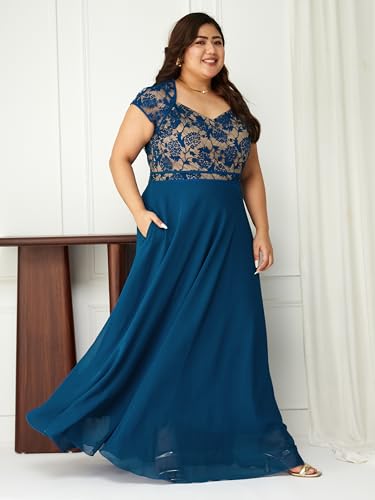 Image of Miss Chase A+ Women's Floral Printed Relaxed Fit V -Neck 3 /4Th Sleeve Georgette Maxi Dress