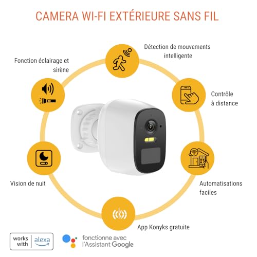 Konyks Camini Air SE Caméra de Surveillance extérieure sans Fil WiFi Notifications détection de Mouvement Vision Nocturne en Couleurs Fonction éclairage et Sirène Neuf - vue 7