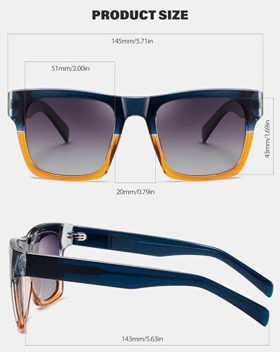 Image of Joopin Acetate Square Sunglasses Men Polarized UV400 Protection Trendy Oversized Sun Glasses Retro Shades Women
