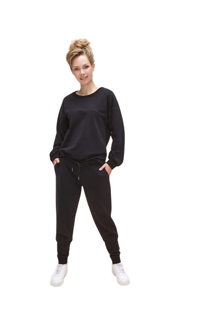 Tuta da donna / Homewear | Tuta da jogging | 2 pezzi tuta da casa / Tracksuit | Abbigliamento sportivo, Nero, XL