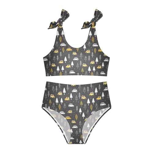 Cars in Forest Girls Two Piece Tankini Swimsuits Summer Bathing Suit Beach Swimwear Set4