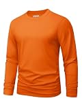 MAGNIVIT Men's Long Sleeve Shirts Cotton T-Shirt Crew Neck Midweight Tees Classic Basic Casual Tops Plain Soft Shirt Orange