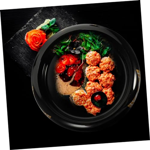 Plato japonés para sushi plástico negro redondo miniatura 3