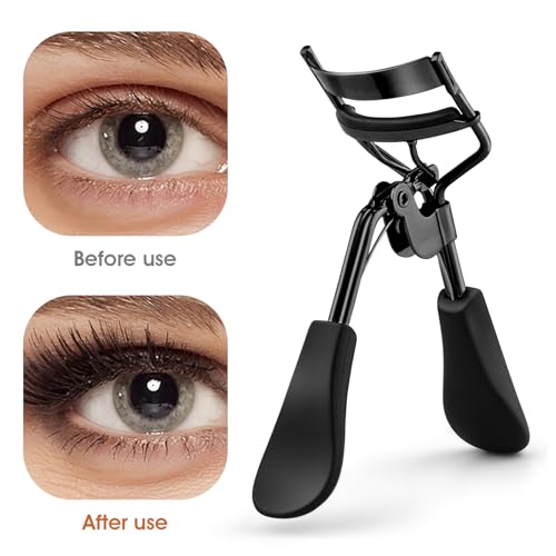 Gjinxi Zalotka do rzęs ze stali nierdzewnej z 10 zapasowymi wkładkami silikonowymi dla kobiet, metalowy eyelash curler do makijażu oczu, uniwersalne narzędzie do oddzielania rzęs, do wszystkich