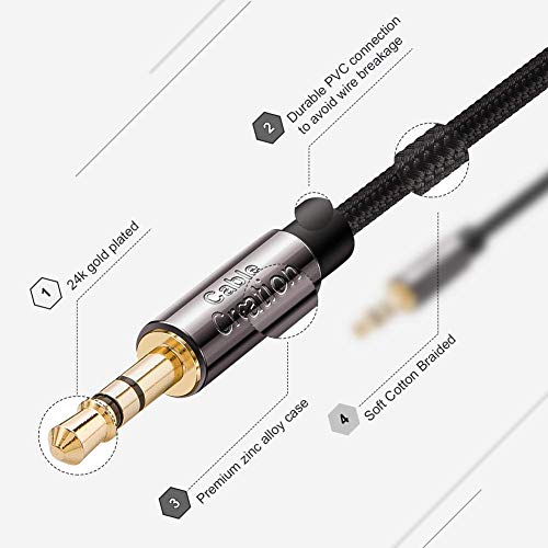 CableCreation cable auxiliar 3.5mm macho a macho 3FT miniatura 3