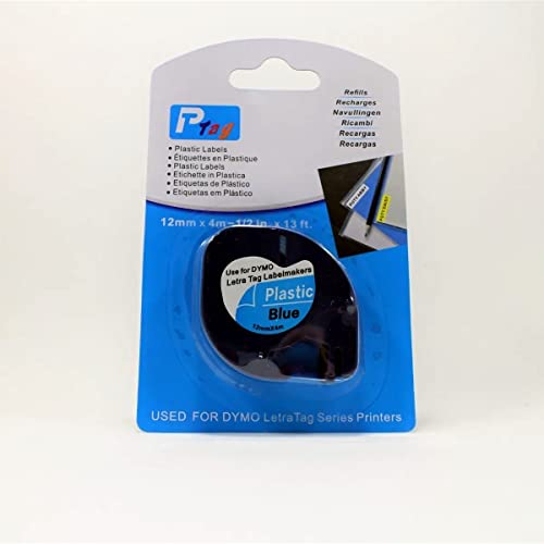 Fita Adesiva Plástica Compatível com 91335 / 91205 azul 12mm para Rotulador Letratag LT-100H LT-100T