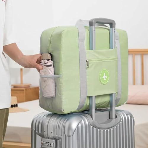 Image of CAVALO - Be Unique Travel Bags for Luggage Spacious with Pockets Foldable Weekender Zipper Duffle Bag, Stylish Handbag Carry on Trolley Bag Waterproof (44 x 18 x 35 cm) (Green)
