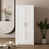 UNICOLY 60' Kitchen Pantry Cabinet, Metal Storage Cabinet with Doors and Adjustable Shelves, Tall Steel Cabinets for Kitchen, Living Room, Dining Room, Assembly Required, White