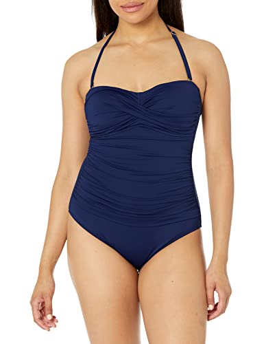 Maillot de bain une pièce femme froncé avec effet ventre plat et haut torsadé