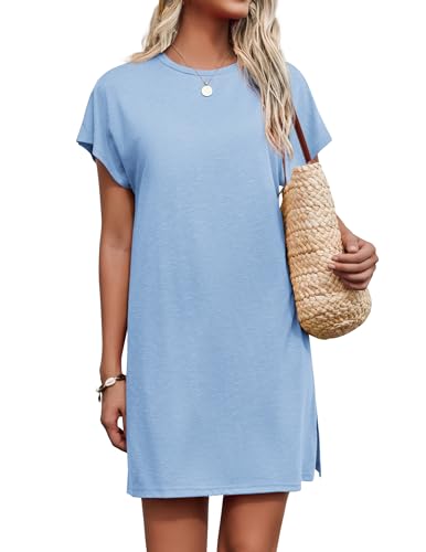 Vestido tipo camiseta azul claro ideal para tus días de playa y paseos relajados