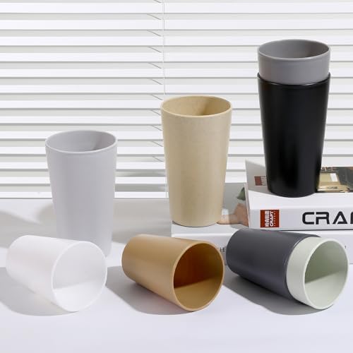 HEYCOME Set of 12 Wheat Straw Cups, 6 Pcs 20 oz & 6 Pcs 12 oz Unbreakable Drinking Cups, Reusable Plastic Cups Sets, Water Glasses Tumblers, Microwave & Dishwasher Safe, Bpa Free, 6 Colors - 4