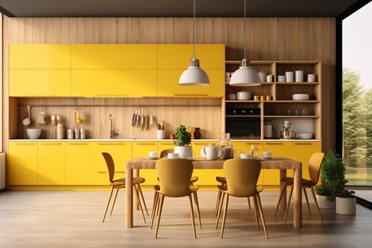 Image of HOME13 Self Adhesive Wallpaper Matte Yellow Home Removable and Decorative Vinyl Wallpaper for Kitchen Countertop Cabinets Table 1 Ft x 10 Ft with 2pcs