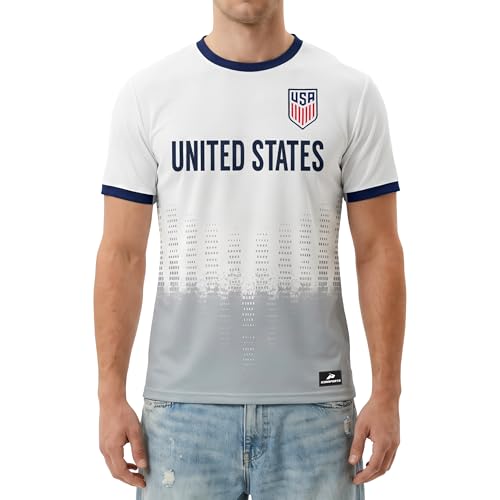 Icon Sports U.S. Soccer USMNT Adult Soccer Game Day Jersey-Inspired Shirt | Frequency White Large
