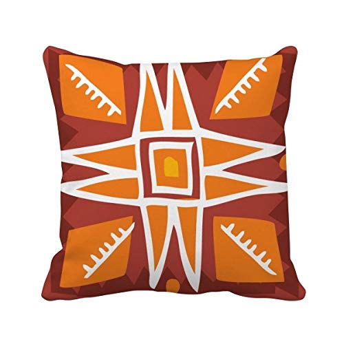 Housse de coussin orange totems ancienne civilisation mexicaine déco canapé