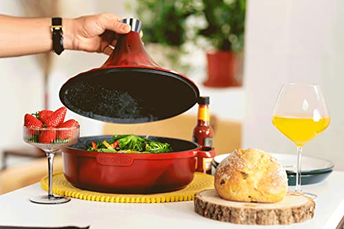 INTIGNIS® Tagine Cooking Pot | 28cm / 4.2L Aluminium | Oven Safe | Compatible with Induction, Gas, Electric, Ceramic, Halogen | Chemical-Free Non-Stick | Traditional Moroccan Pan (Red) - Image 7