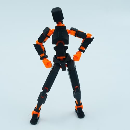 Image of Dummy 13 Action Figure Robot | Fully Articulated 3D Printed Robot Toy | 5.4-inch Collectible Figurine | Matte Finish| Unassembeled (Black-Orange)