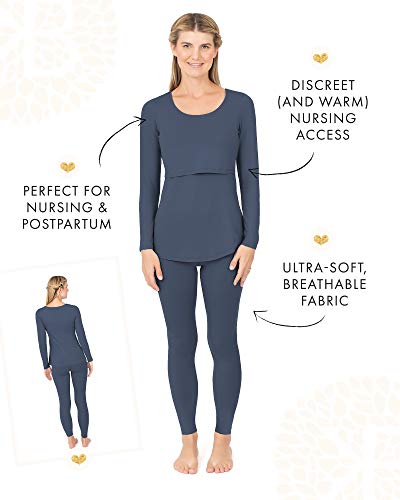 Kindred Bravely Jane Nursing Pajama Set | Nursing Pajamas For Breastfeeding (Slate Blue, Small) #TOP1