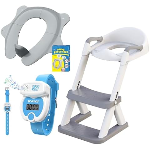 SKYROKU Toddler Potty Training Set – Complete Potty Training Solution with Potty Seat, Travel Folding Potty Cover & Training Watch – Adjustable, Portable, Easy-to-Clean, and Fun for Toddlers Cover