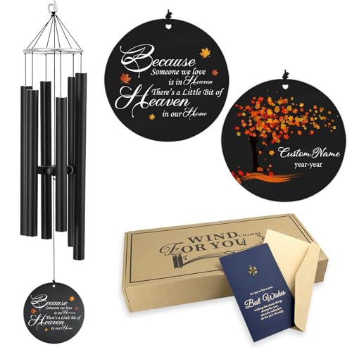 Image of Personalized 30 inch Memorial Wind Chimes for Outside, Bereavement Gift in Remembrance of a Loved One, Sympathy Gift for Loss of Mother Father Husband, Garden Patio Decor