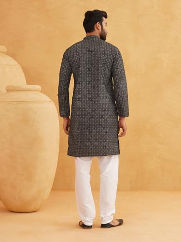 Sojanya (Since 1958 Men'S Cotton Linen Foil Printed Only Long Kurta4