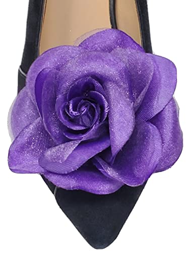 Purple Color Flower Clip For Shoes (2 Piece), Shoe Clips, Shoe Accessories #TOP28